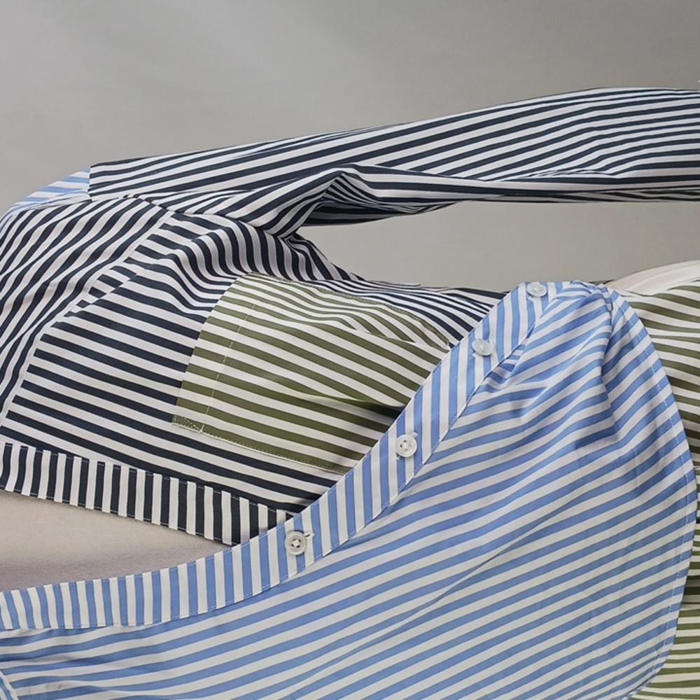 Veronica Beard Blue Striped/Gray Striped Blouse. - Picture 3 of 10